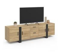 IDMarket - Meuble TV 180 cm Phoenix avec rangements Bois et Noir