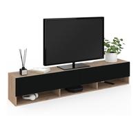IDMARKET Meuble TV 180 cm suspendu ELIO 2 portes avec étagère bois et noir
