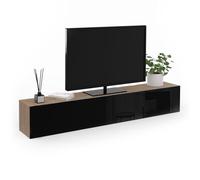 IDMarket - Meuble TV 180 cm Suspendu Elio 2 Portes Bois et Noir