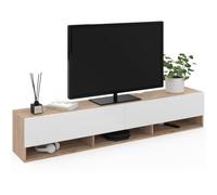 IDMarket Meuble TV ELIO 180 cm suspendu 2 portes étagère bois et blanc multicolore