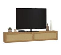 IDMarket Meuble TV HANAE 180 cm suspendu 2 portes effet naturel cannage