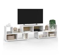 IDMarket - Meuble TV combiné 3 pièces modulables Leonard 140-205x30x43 cm | Pour salon chambre et bureau