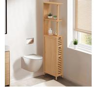 IDMARKET Meuble WC 1 porte 2 tiroirs bambou BEA avec étagères