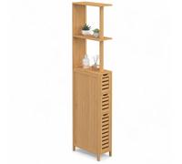 IDMarket - Meuble WC 1 Porte 2 tiroirs Bambou BEA avec étagères