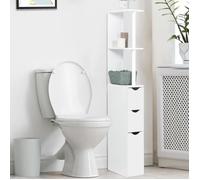 IDMARKET Meuble WC étagère WILLY bois 3 portes blanc