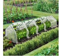 IDMARKET Mini serre de jardin tunnel 300 x 50 x 50 cm avec bâche anti-UV et 10 fenêtres enroulables blanche