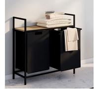 IDMarket – Panier à linge Detroit 2 bacs tissu design industriel Noir