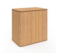 IDMarket - Panier à Linge 3 bacs Amovibles Bambou Alba Tissu écru