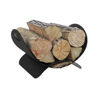 IDMarket - Panier Range bûches Demi Lune 40 x 30 x 25 cm en Acier Noir