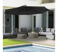 Idmarket Parasol Déporté Rotatif 360 Ajaccio Gris D.3,5m Avec 4 Dalles Et Housse Gris