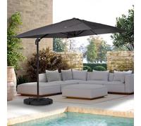 Idmarket Parasol Déporté Rotatif 360 Calvi Gris 3x3 M Avec 4 Dalles Et Housse Gris