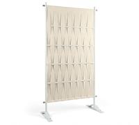 IDMarket - Paravent extérieur Claustra décoratif 80 x 150 cm Sangles Beige et métal Blanc