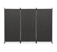 IDMarket - Paravent intérieur et extérieur sur pieds 3 panneaux 250x180 cm | Coloris gris anthracite, séparateur store latéral