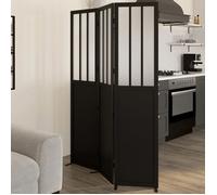 IDMarket - Paravent intérieur verrière Atelier Noir et vitres Opaques