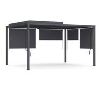 IDMarket Pergola bioclimatique 3x4 m Acier Lames orientables et 4 stores Gris anthracite