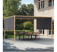 IDMarket - Pergola coulissante 2 pans 3x4 M belvédère de Jardin Effet Bois Toile Gris Anthracite