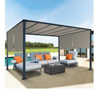 IDMARKET Pergola coulissante 2 pans 3x4 M belvédère de jardin toile taupe
