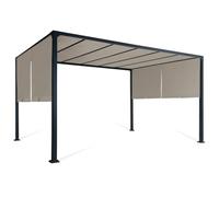 IDMarket - Pergola coulissante 2 pans 3x4 M belvédère de Jardin Toile Taupe