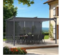 IDMARKET Pergola édition collector persiennes verticales toit rétractable 3x4 M 4 pans modulables gris anthracite