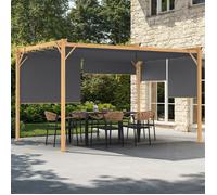 IDMARKET Pergola édition exclusive effet bois toit rétractable et 4 stores gris anthracite