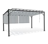 IDMarket - Pergola édition Luxe Lames orientables 3x4 M et 4 Stores Gris Clair