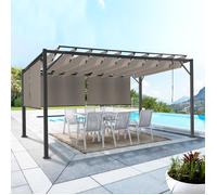 IDMarket Pergola édition Luxe – lames orientables 3x4 m, 4 stores Taupe