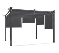 IDMarket – Pergola édition spéciale Toit rétractable 3x4 m 4 stores gris anthracite