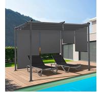 IDMarket – Pergola édition spéciale Toit rétractable 3x4 m 4 stores gris anthracite