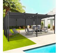 IDMarket - Pergola édition spéciale toit rétractable 3x6 m et 6 stores gris anthracite