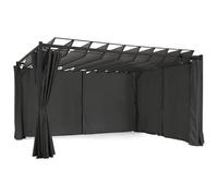IDMarket - Pergola édition suprem Lames orientables 3x4 M et 4 Rideaux | Coloris gris anthracite