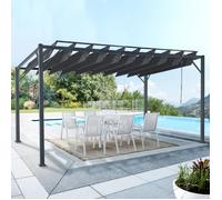 IDMarket – Pergola – Lames orientables – 3x4 m – Gris anthracite