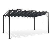 IDMarket – Pergola – Lames orientables – 3x4 m – Gris anthracite