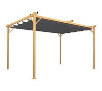IDMarket - Pergola Toit rétractable 4 Pieds 3x4 M tonnelle Effet Bois Toile Gris Anthracite