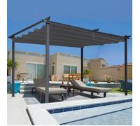 IDMarket Pergola toit rétractable 3x4 m 4 pieds tonnelle gris anthracite