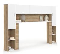 IDMarket - Pont de lit Bridget 226 cm avec rangements Bois et Blanc