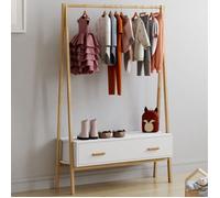 IDMARKET Portant enfant tipi LEON 130 cm avec 1 porte blanc et bois