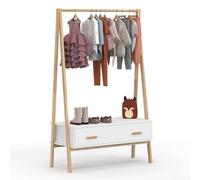 IDMarket - Portant Enfant tipi Leon 130 cm avec 1 Porte Blanc et Bois