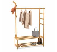 IDMarket - Portant vêtements bambou RITA avec porte-manteaux et étagères