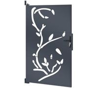IDMarket - Portillon 100 x 155 cm en acier | Coloris gris anthracite avec motifs FLOWER