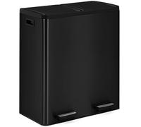 IDMarket - Poubelle de cuisine tri sélectif 2 x 30L noir 2 seaux amovibles et pédales en métal