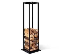 IDMARKET Range bûches vertical acier noir avec étagère H.112 CM pour cheminée