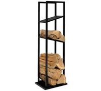 IDMarket - Range bûches Vertical Acier Noir H.112 cm pour cheminée | Avec 2 étagères