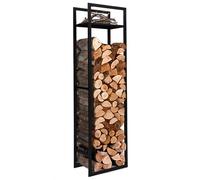 IDMarket - Range bûches vertical acier noir H.170 cm pour cheminée | Avec étagère