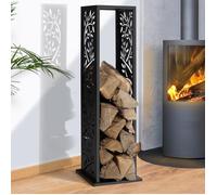 Range bûche vertical acier noir motif arbre H.112 cm Noir G