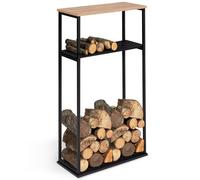 IDMarket - Range bûches vertical large 33 x 66 x 112 cm pour cheminée | Avec 2 étagères