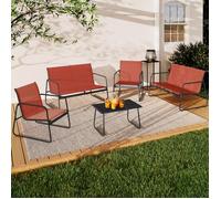 IDMarket - Salon de Jardin Bas Malaga 6 Places avec 2 canapés, fauteuils et Table Terracotta