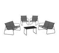 IDMarket - Salon de Jardin Bas Malaga 6 Places avec canapés, fauteuils et Table Gris Anthracite
