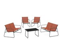IDMarket - Salon de Jardin Bas Malaga 6 Places avec 2 canapés, fauteuils et Table Terracotta