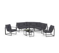 IDMarket - Salon de Jardin Bas Nairobi 8 Places Salon d'angle en Acier Gris Anthracite