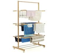 IDMarket - Séchoir à Linge Pliable 3 Niveaux Rita capacité 22M en Bambou